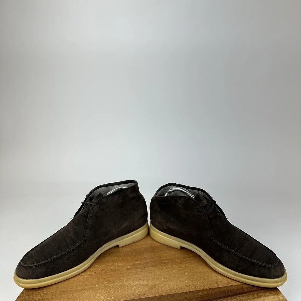 Mens Loro Piana Brown Suede Desert Lace Up Moccasin Chukka Ankle Boots Size 41